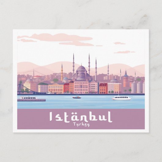 Istanbul Turkije pastel reisontwerp Briefkaart (Voorkant)