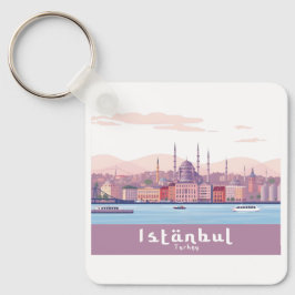 Istanbul Turkije pastel reisontwerp Sleutelhanger