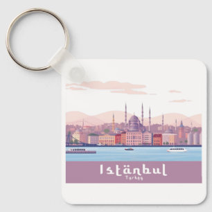 Istanbul Turkije pastel reisontwerp Sleutelhanger