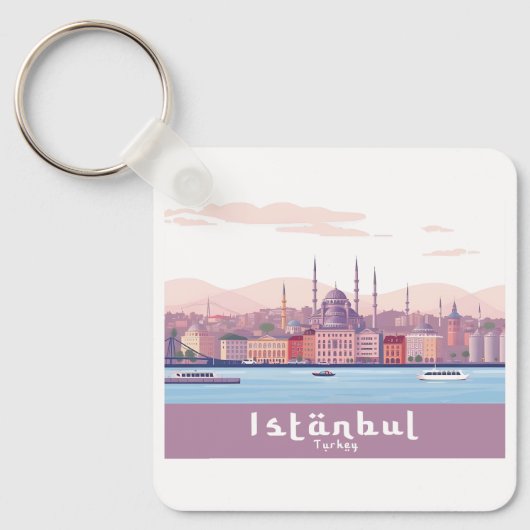 Istanbul Turkije pastel reisontwerp Sleutelhanger (Voorkant)