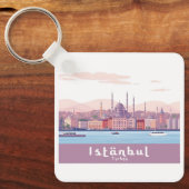 Istanbul Turkije pastel reisontwerp Sleutelhanger (Voorkant)