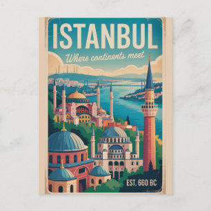 Istanbul Turkije Retro Silhouette Stadslandschap R Briefkaart
