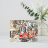 Istanbul Turkije rode trolley Briefkaart (Staand voorkant)