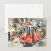 Istanbul Turkije rode trolley Briefkaart (Voorkant / Achterkant)