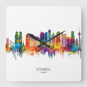 Istanbul Turkije Silhouet Vierkante Klok