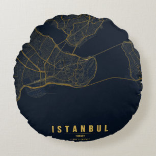 Istanbul Turkije Stadsplattegrond Minimalistisch o Rond Kussen