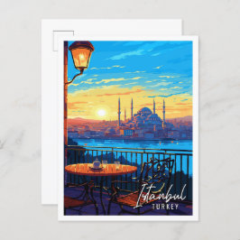 Istanbul Turkije vintage reisillustratie Briefkaart