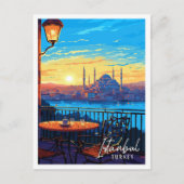Istanbul Turkije vintage reisillustratie Briefkaart (Voorkant)