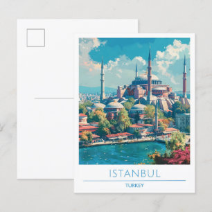 Istanbul Turkije Vintage Reizen Briefkaart