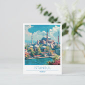 Istanbul Turkije Vintage Reizen Briefkaart (Staand voorkant)