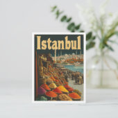 Istanbul Turkije Vintage Travel Illustratie Briefkaart (Staand voorkant)