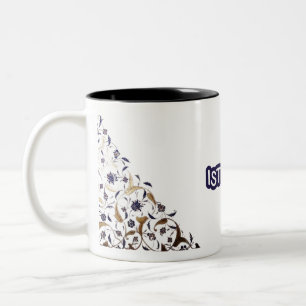 Istanbul Turkiye Blauw en Gouden Souvenir Tweekleurige Koffiemok