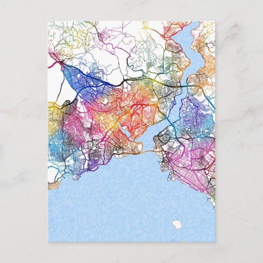 Istanbul Türkiye Stadsplattegrond Briefkaart (Voorkant)