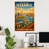 Istanbul Türkiye - Vintage Reisposter Poster (Thuiskantoor)