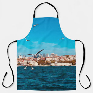 Istanbul uitzicht met zeemijlen op een zonnige dag schort