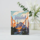 Istanbul Vintage Reisposter Briefkaart (Staand voorkant)