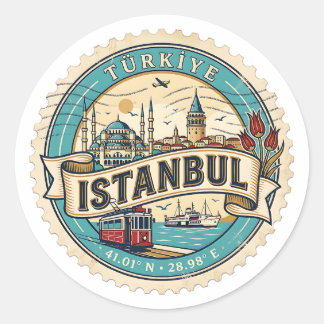 Istanbul Vintage Reisstempel Turkije Ronde Sticker