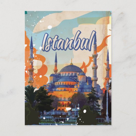 Istanbul Vintage Travel Poster Briefkaart (Voorkant)