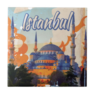 Istanbul Vintage Travel Poster Tegeltje