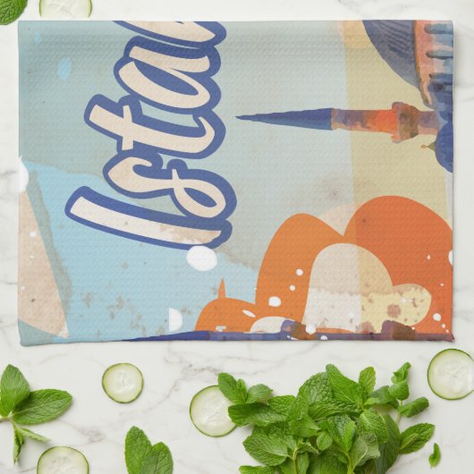 Istanbul Vintage Travel Poster Theedoek (Gevouwen)