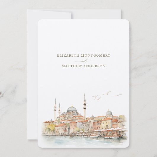Istanbul Waterfront Elegance Save-the-Date Kaart (Achterkant)