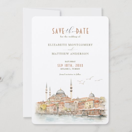 Istanbul Waterfront Elegance Save-the-Date Kaart (Voorkant)