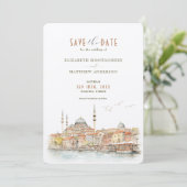 Istanbul Waterfront Elegance Save-the-Date Kaart (Staand voorkant)