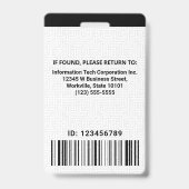 IT Aangepast Computer Medewerker Foto Bar Code Log Badge (Achterkant)
