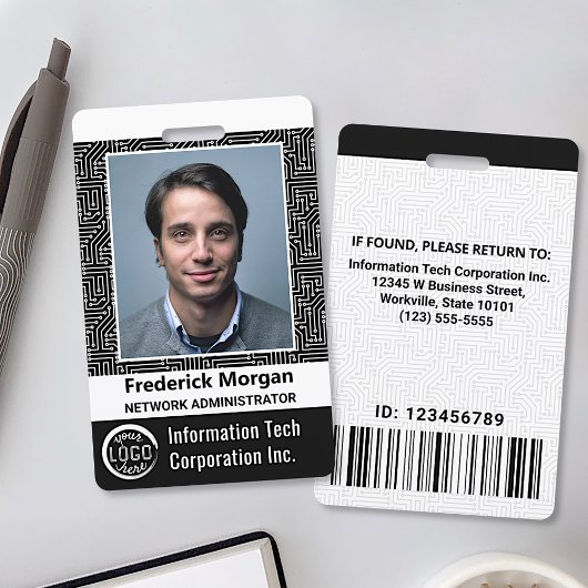 IT Aangepast Computer Medewerker Foto Bar Code Log Badge