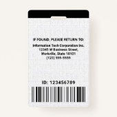 IT Aangepaste Computer Medewerker Photo Bar Code L Badge (Achterkant)