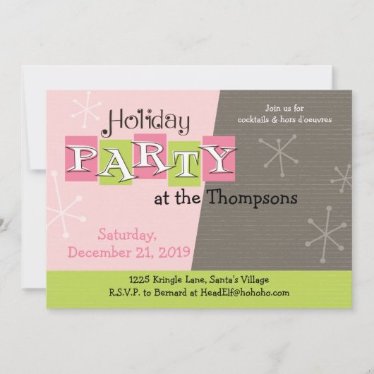 IT AANPASSEN -Atomic Retro Holiday Party nodigt ui Kaart (Voorkant)