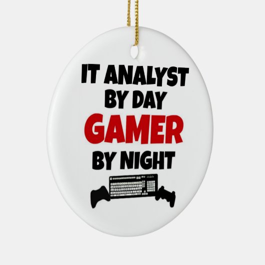 IT-analist bij Day Gamer by Night Keramisch Ornament (Rechts)