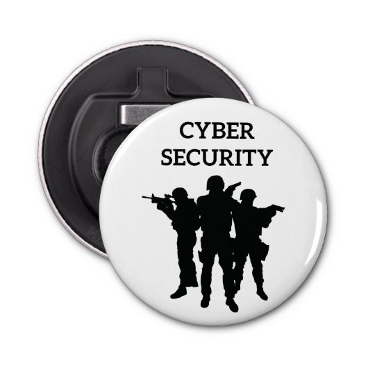 IT-beveiliging: het digitale defensieteam Button Flesopener (Voorkant)