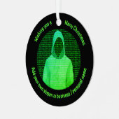 IT-beveiliging tijdens de kerstdagen - Blijf bevei Metalen Ornament (Voorkant links)