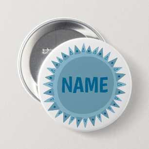 IT Blue Sunshine Name Tag AANPASSEN Ronde Button 7,6 Cm