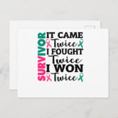 It Came Twice I Won Twice Cancer Survivor Uitnodiging Briefkaart (Voorkant / Achterkant)