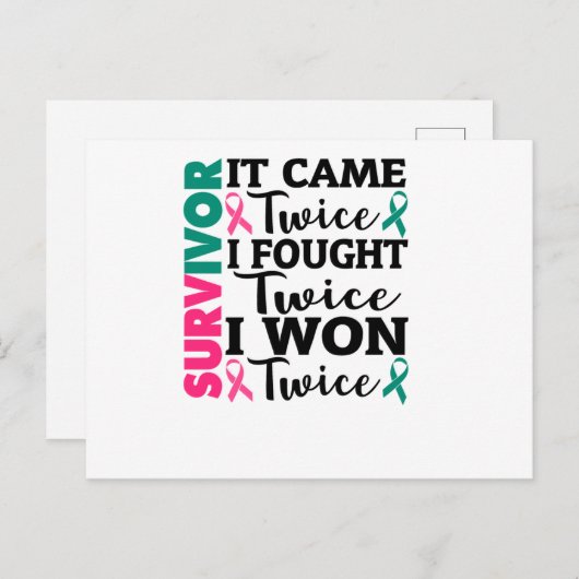 It Came Twice I Won Twice Cancer Survivor Uitnodiging Briefkaart (Voorkant / Achterkant)