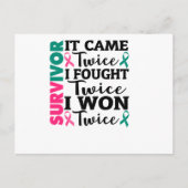 It Came Twice I Won Twice Cancer Survivor Uitnodiging Briefkaart (Voorkant)