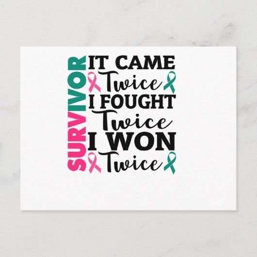 It Came Twice I Won Twice Cancer Survivor Uitnodiging Briefkaart (Voorkant)