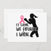 It Came We Fought I Won Breast Cancer Awareness Uitnodiging Briefkaart (Voorkant / Achterkant)