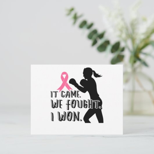 It Came We Fought I Won Breast Cancer Awareness Uitnodiging Briefkaart (Staand voorkant)