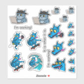 IT Cat and Quircky the blue dog. Sticker (Vel)