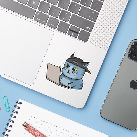 IT Cat. Sticker (Laptop met iPhone)