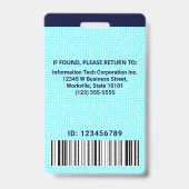 IT Computer Aangepaste Medewerker Foto Barcode Log Badge (Achterkant)