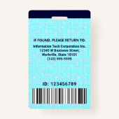 IT Computer Aangepaste werknemer Photo Bar Code Lo Badge (Achterkant)