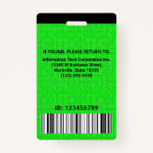 IT Computer Medewerker Aangepaste Photo Bar Code L Badge (Achterkant)