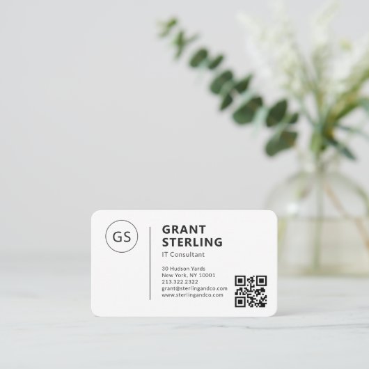 IT Consultant QR Code Logo Professional Visitekaartje (Staand voorkant)