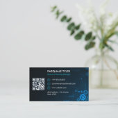IT-consulting business | Eenvoudig donker futurist Visitekaartje (Staand voorkant)