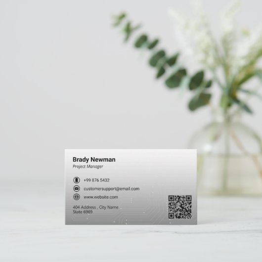 IT-consulting business | futuristisch grijs licht Visitekaartje (Staand voorkant)