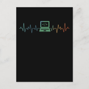 IT Developer Computer Heartbeat-softwarecoder Briefkaart